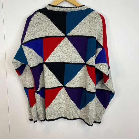 Vintage "Fluid" Large 90's Colour Block Sweater Men's Top - Picture 2 of 3